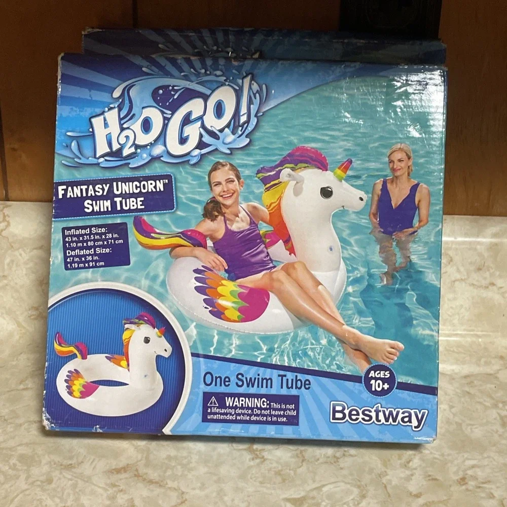 H2O GO! Fantasy Unicorn Swim Tube 43 in‎ x 31.5 in x 28 in pool float NIB